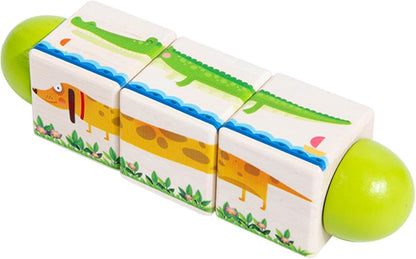 mivceklw Wooden Building Blocks, Rotating Puzzle Game, Handeye Coordination Development, Educational Toy for Preschool Classroom and Home Play, 6.69x1.69x1.69 Inches