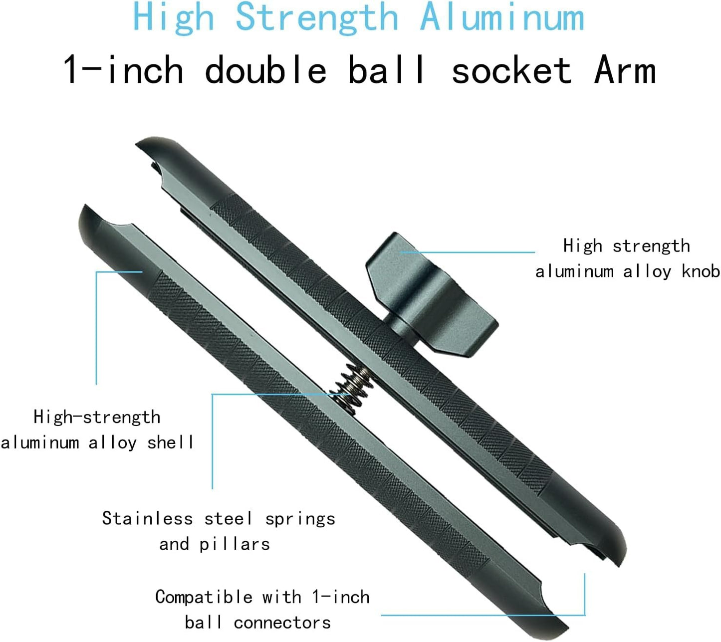 YIMINGYINUO Double Socket Arm Compatible with RAM Mounts B Size 1" Ball Components for Bike/Motorcycle/ATV Phone Mount, Emeralds (Long Arm)