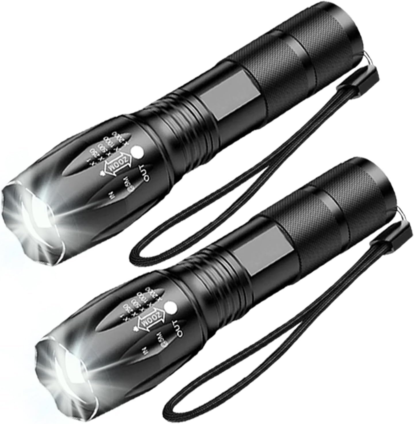 HYVCZP 1/2/3 Pack LED Torch,Super Bright Flashlight,5 Modes Adjustable Focus, Waterproof Lightweight Mini Handheld Torch for Camping, Home, Emergency, Hiking, Outdoor (2 Pack)