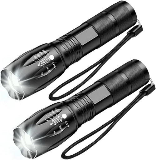 HYVCZP 1/2/3 Pack LED Torch,Super Bright Flashlight,5 Modes Adjustable Focus, Waterproof Lightweight Mini Handheld Torch for Camping, Home, Emergency, Hiking, Outdoor (2 Pack)