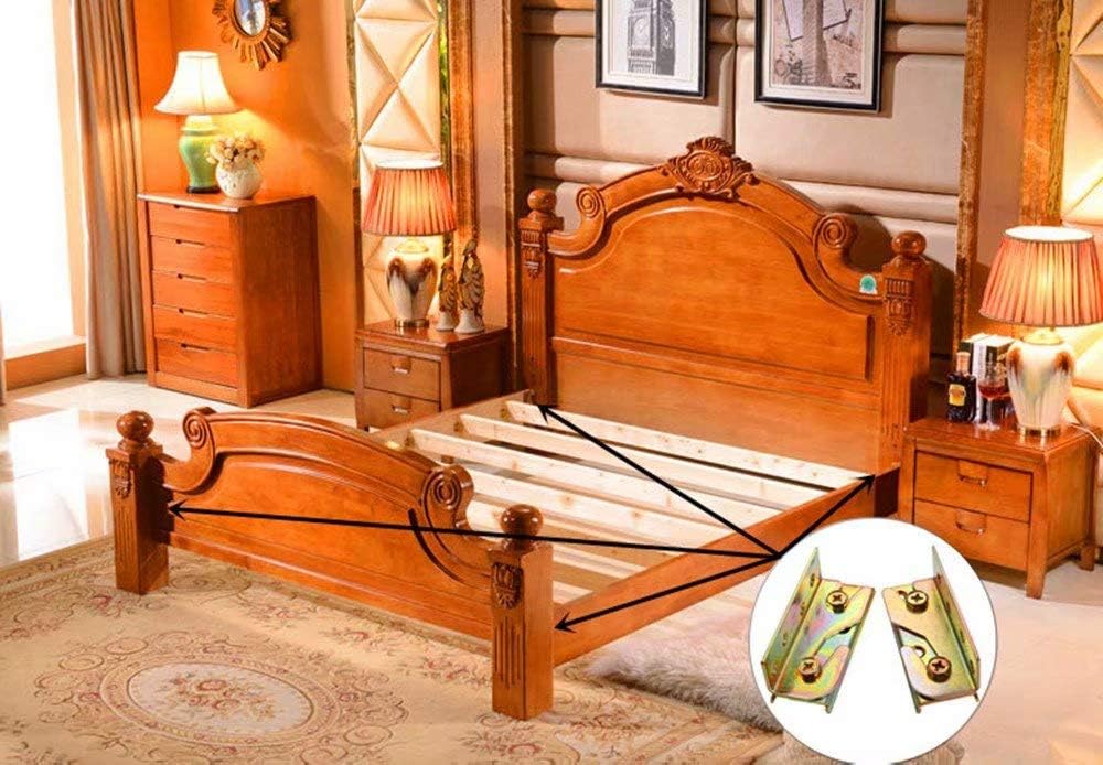 KASUNEN Bed Rail Brackets - Bed Rail Fittings - Heavy Duty Non-Mortise - Set of 4 (Screws Included)