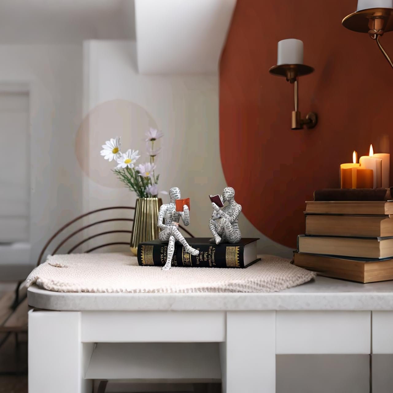 PIGPIGFLY Reading Figure, Decorative Statues, Decorative Figures, Decorative Figures, Home Living Room Decorative Figures, Modern Decorative Figures, Polyresin Sculpture, Gift Idea
