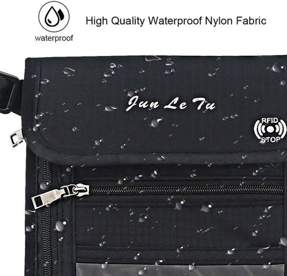 Number-One Neck Pouch Travel Wallet Passport Holder with RFID Blocking Waterproof Travel Security Bag for Your Money Credit Cards Cell Phones