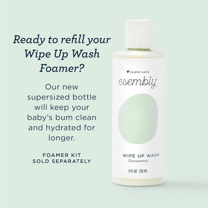 Esembly Wipe Up Wash Refill, Organic No-Rinse Foaming Wipes Solution, Natural Baby Wipe Solution for Reusable Wipes, Concentrate Refill Only, 8oz Bottle