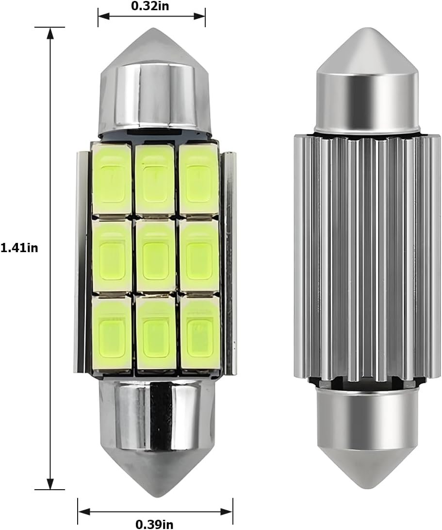 TSUGAMI 4PCS 36mm Car LED Bulbs, 6000K Automotive Error Free Canbus 5730 9-SMD Chipsets Festoon Dome Lights, Vehicle Interior Decoration Accessories Universal For SUV Truck RV Van (Ice Blue)
