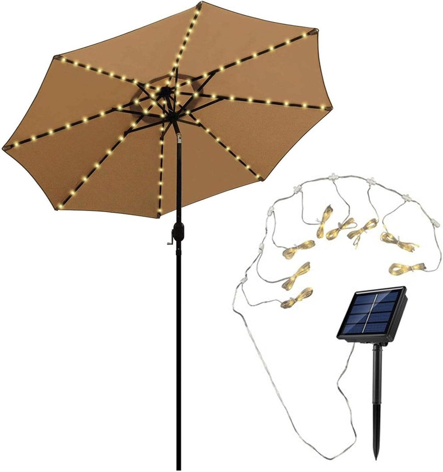 Solar Powered Umbrella Light - LED String Lamp Outdoor with Multiple Modes for Garden or Patio | Waterproof Hanging Light for Garden, Deck, Lawn, Ideal for Night Ambience and