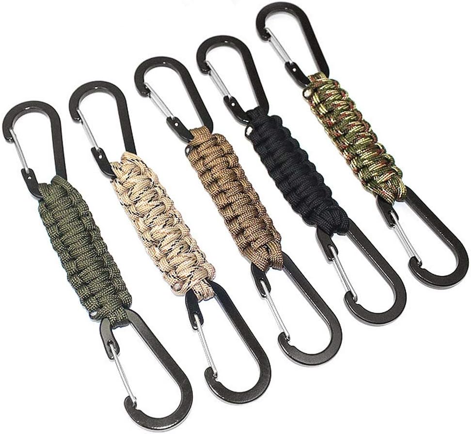 TIMGOU Paracord Keychain with Carabiner, Set of 5 Braided Lanyard Utility Ring Hook