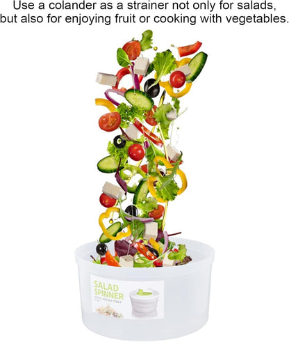 Salad Spinner, Large 3L Fruits and Vegetables Dryer Vegetable Washer Dryer Plastic Salad Drainer with Bowl Colander for Kitchen Faster Food Prep,