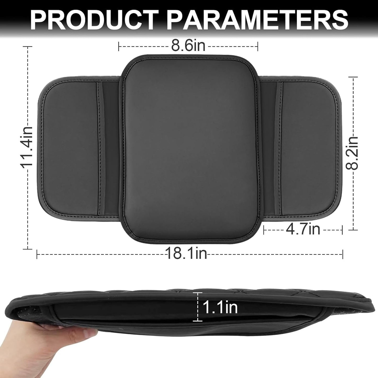Car Center Console Cover, PU Leather Armrest Pad Cover, Universal Car Arm Rest Seat Storage Box Mat Waterproof Non Slip Interior Accessories