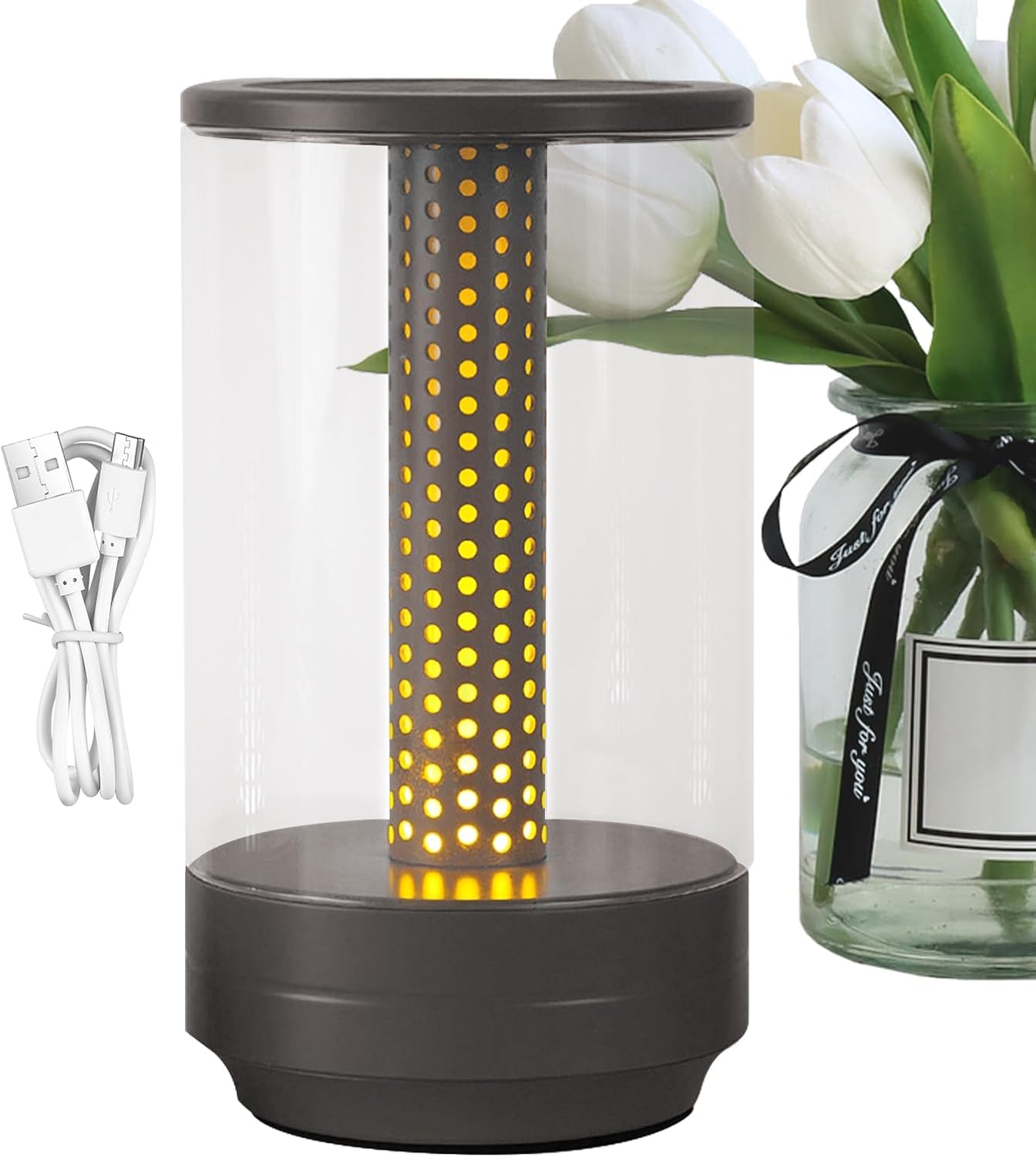 Touch Night Light, Rechargeable LED Desk Lamp, Candlelight Atmosphere, Portable Dimmable Smart Table Light, Warm Lighting for Bedroom, Nursery, Living Room, Dorm, Hospital