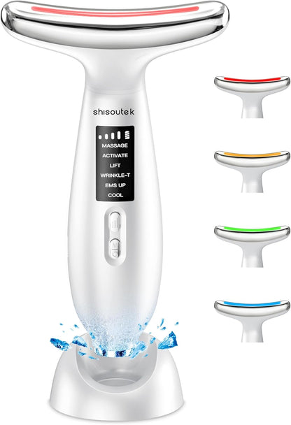 Electric Lifting Face Massager Anti-Wrinkle: Beauty Device at 5°C Cold and 45°C Hot Therapy - Face Massager with 6 Modes 4 LEDs - EMS Lifting Gua Sha Massage Firming Neck Face