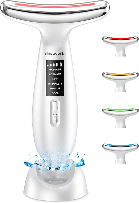 Electric Lifting Face Massager Anti-Wrinkle: Beauty Device at 5°C Cold and 45°C Hot Therapy - Face Massager with 6 Modes 4 LEDs - EMS Lifting Gua Sha Massage Firming Neck Face