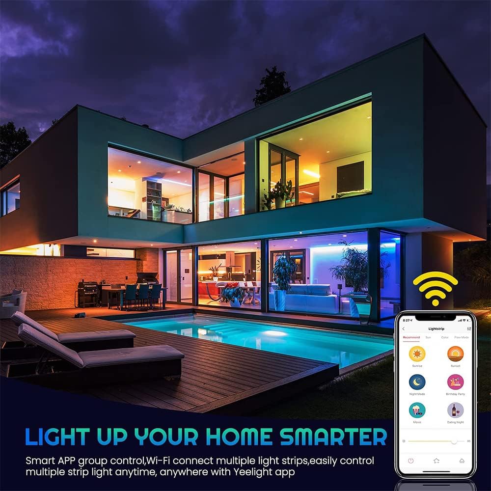 Yeelight 2M Smart WIFI LED Light Strip Plus Color Changing Bedroom Ceiling Outdoor Remote USB App Voice Control Alexa Tape