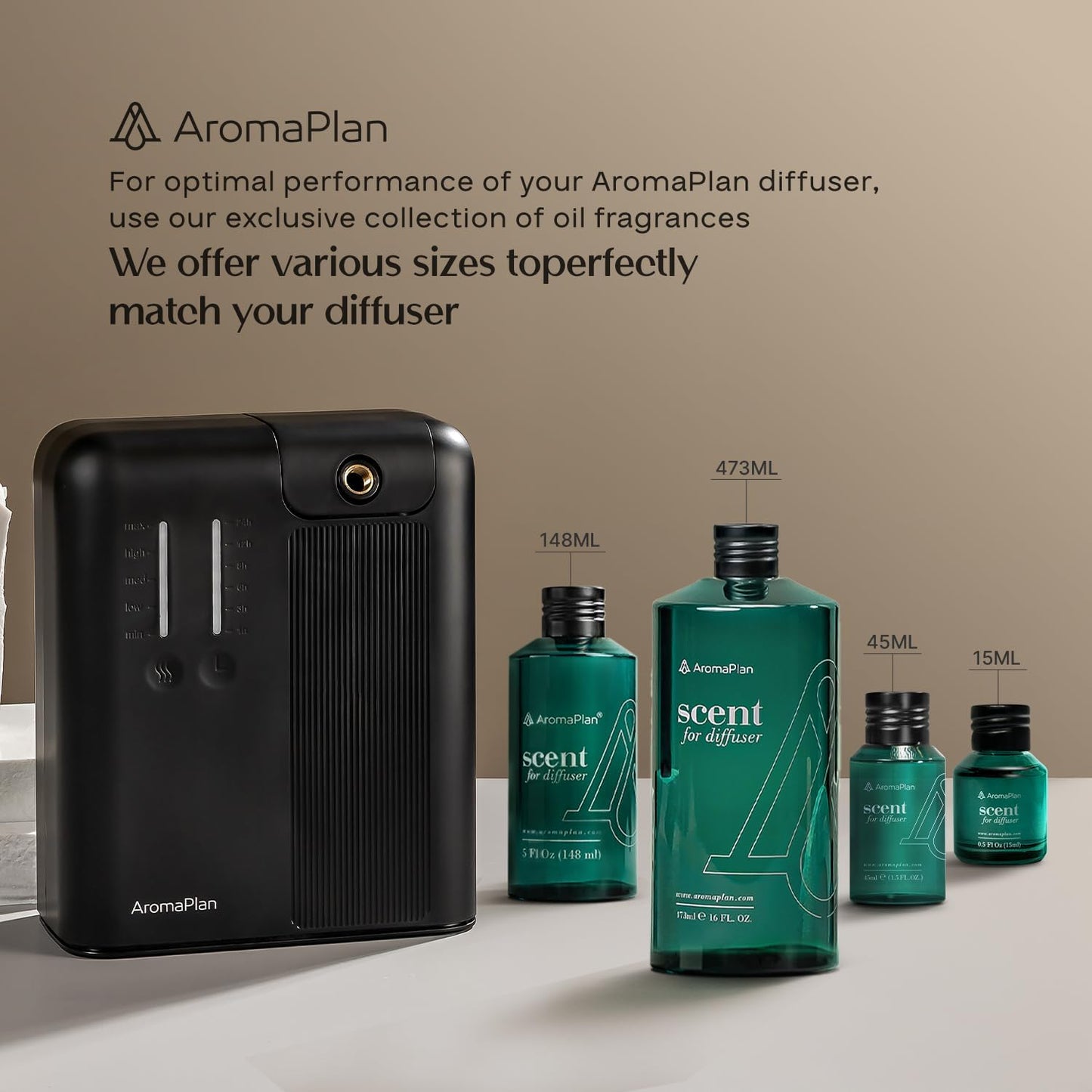 AromaPlan 2025 Waterless HVAC Scent Diffuser Whole House & Commercial Diffuser, 2 Fragrances Included-Smart, Cold-Air Waterless Scent Air- App Control, AC, 2000 Sq. Ft Coverage,Black