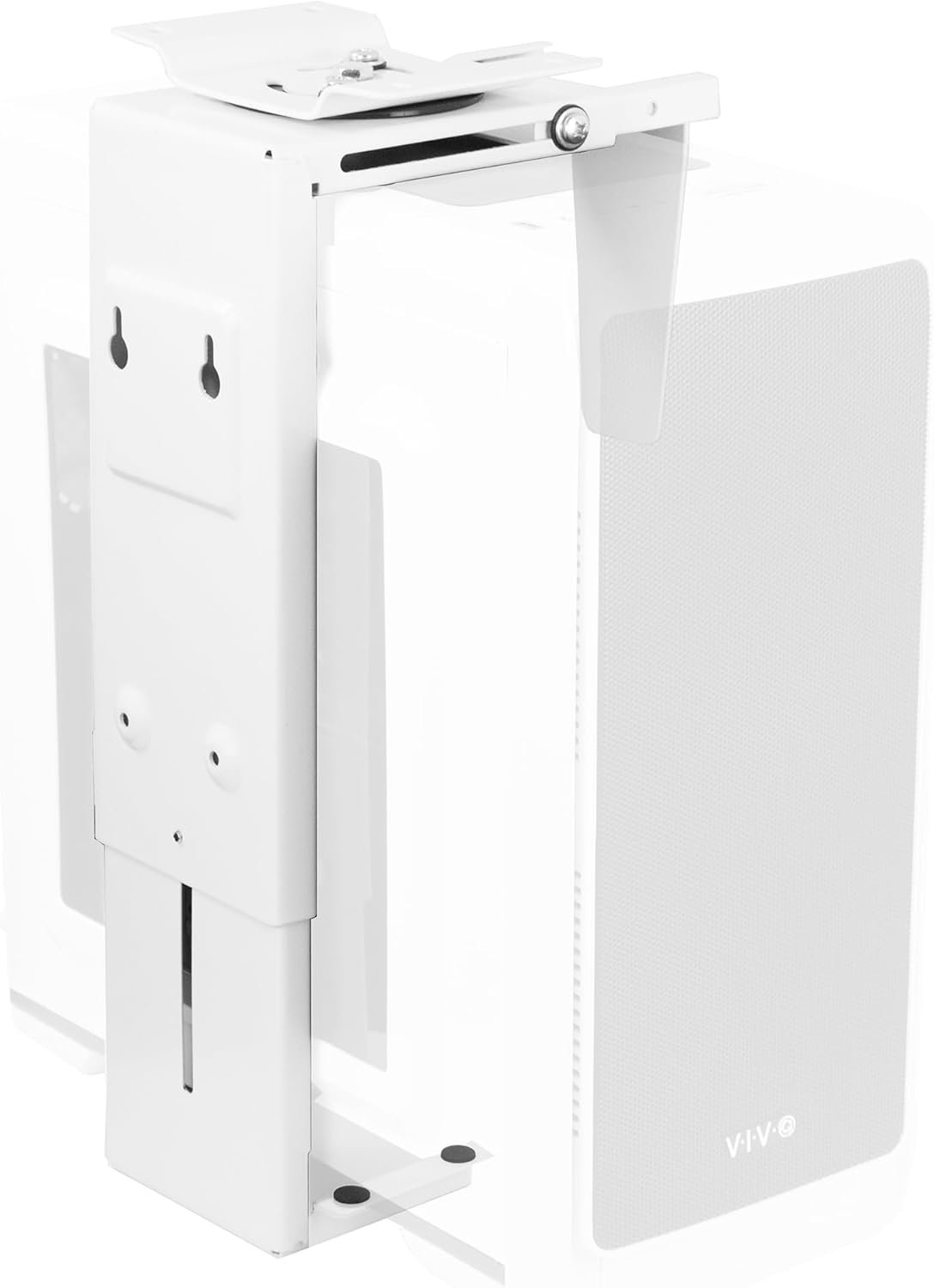 VIVO White Adjustable Under Desk and Wall PC Mount | Computer Case Holder with 135 Degree Swivel (MOUNT-PC01W)