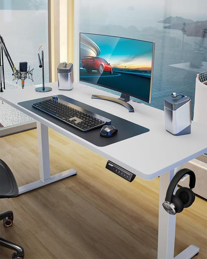 ErGear Electric Standing Desk, 55‘’x28‘’ Height Adjustable Sit Stand up Desk, 4 Memory Computer Home Office Desk Standing Table with Splice Board (White)