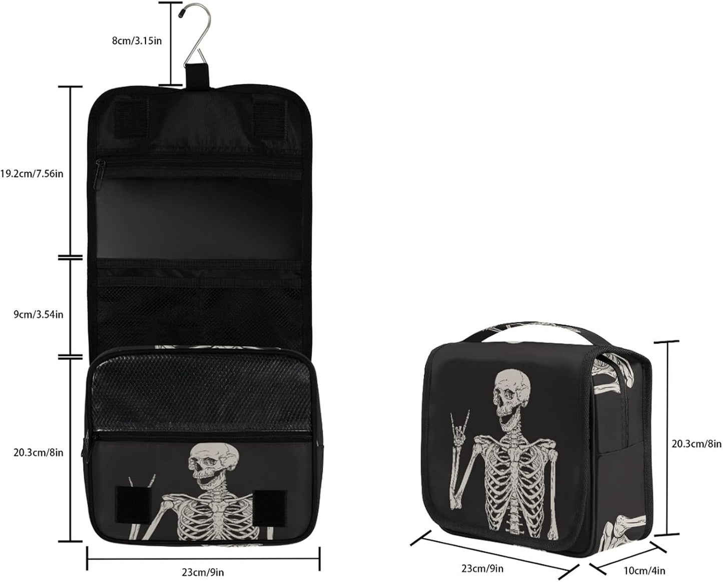 Hanging Toiletry Bag Large Cosmetic Travel Bag Portable Makeup Pouch Waterproof Travel Organizer Bag, Skull, One Size, Sport