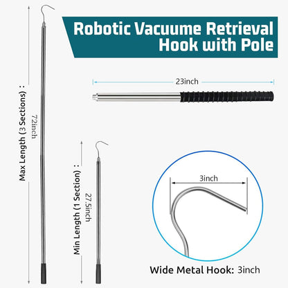 zwxqe Pool Robot Retrieval Hook, Robotic Cleaner Accessories, Telescopic Pool Pole, Pool Cleaning Essentials, Outdoor Grabbing Tool, Robotic Cleaner Tool, Sturdy Telescopic Hook