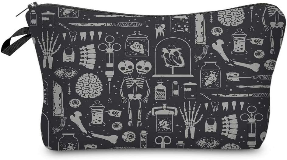LOOMILOO Cosmetic Bag for Women, Adorable Roomy Makeup Bags Travel Water Resistant Toiletry Bag Accessories Organizer Cute Gifts (Skulls 52254)