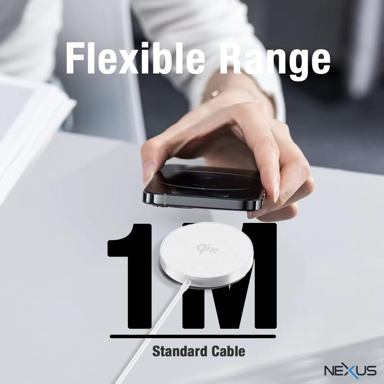 NEXUS MagSafe Charger Pad Compatible, NexusMag iPhone 16 Wireless Charger Pad, Qi2 Certified 15W Fast Wireless Charger, for Apple iPhone 16/16 Pro/16 Plus/Samsung Galaxy S25 Ultra (No AC Adapter)