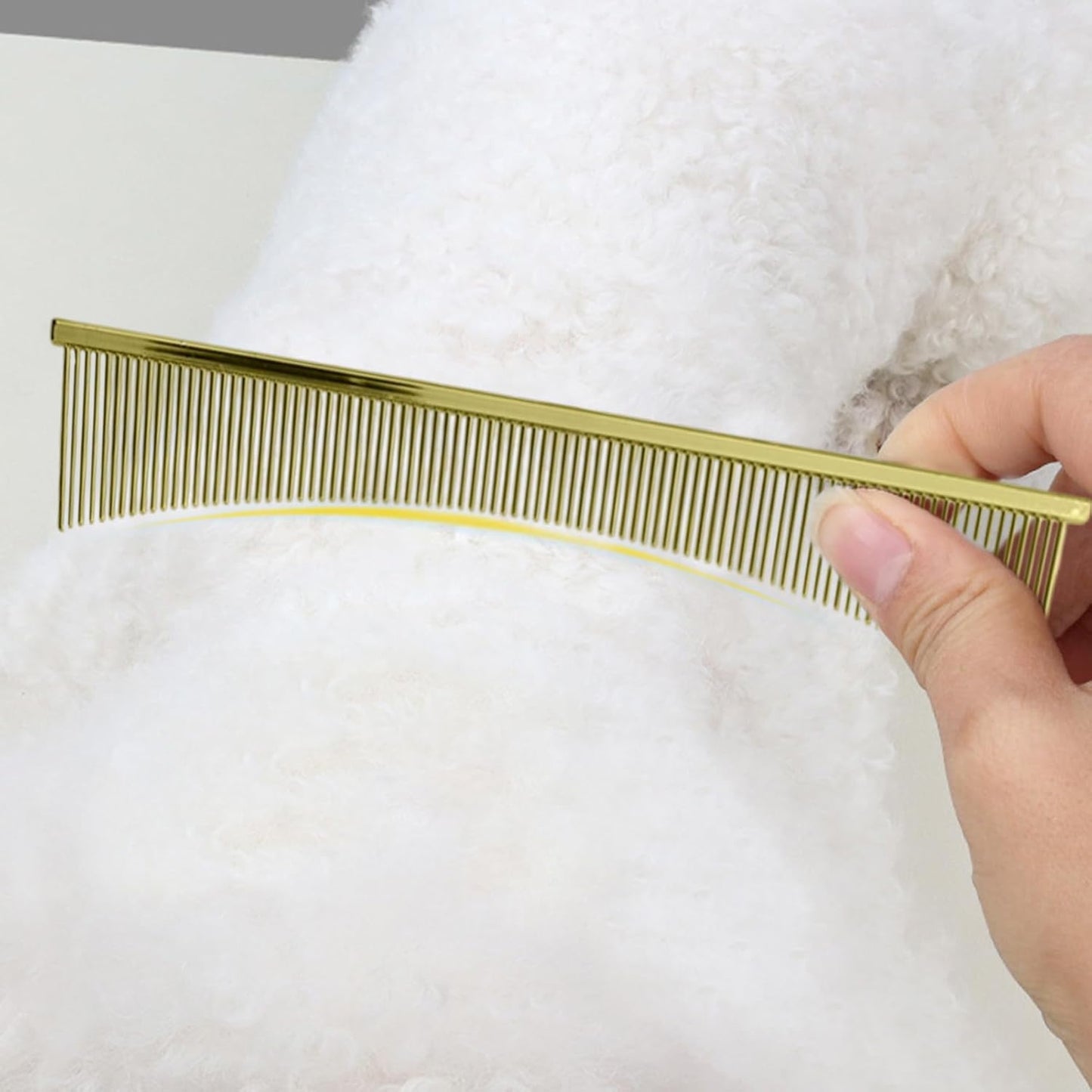 Flea Comb, Cat Grooming Brush, Professional Pet Dematting Tool, Tear Stain and Sensitive Skin Care, for Puppy Daily Brushing Routine, 16,6 x 3,5 x 0,1 cm Silver Gold
