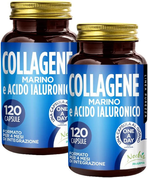 Marine Collagen and Hyaluronic Acid: Supplement for Skin, Bones and Joints | 120 Capsules - 4 Months Supply