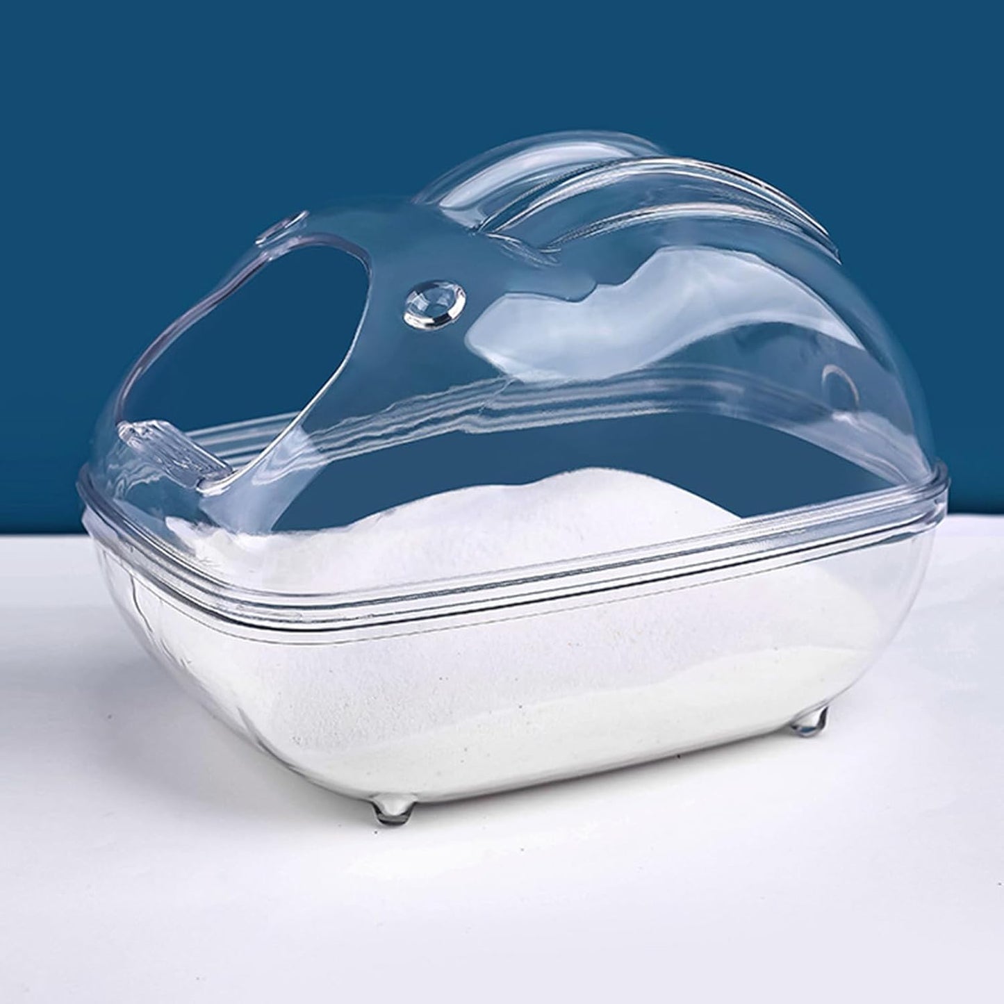 Criceto Sand Bath Container, Gerbil Bathroom Box, Clear Cinchilla Bathtub, Spacious Small Animal Bathing Station for Small Pets Grooming and Hygiene, Trasparente,