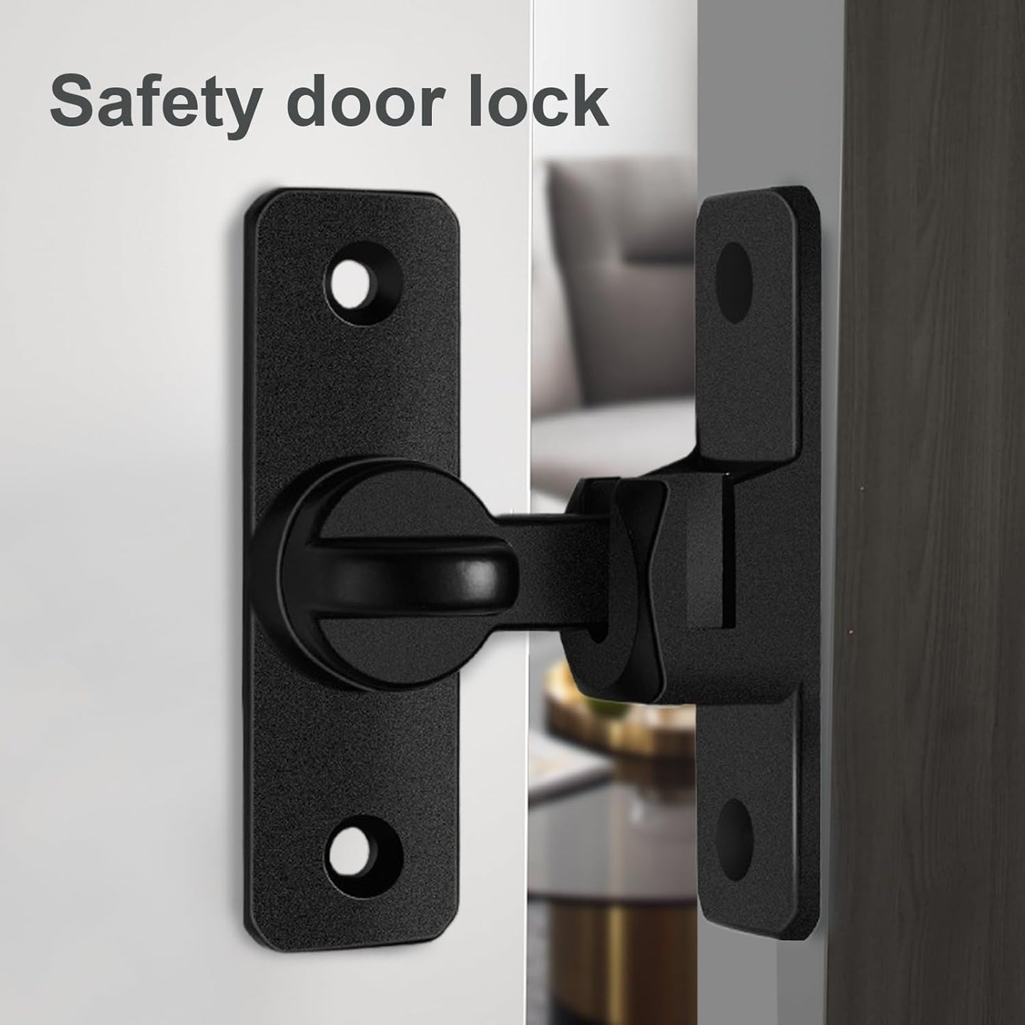 Barn Door Lock, 90 Degree Stainless Steel Sliding Safety Latch, Heavy-Duty Household Security Locking Tool for Shutters, Sheds, Cabinets, and Interior Room Doors