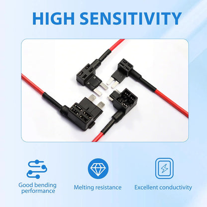 12 x 12 V-24 V ACS Small Additional Circuit Fuse Adapter with Wiring, Small Fuse Holder (5A/10A/15A) for Car, Truck, Boat
