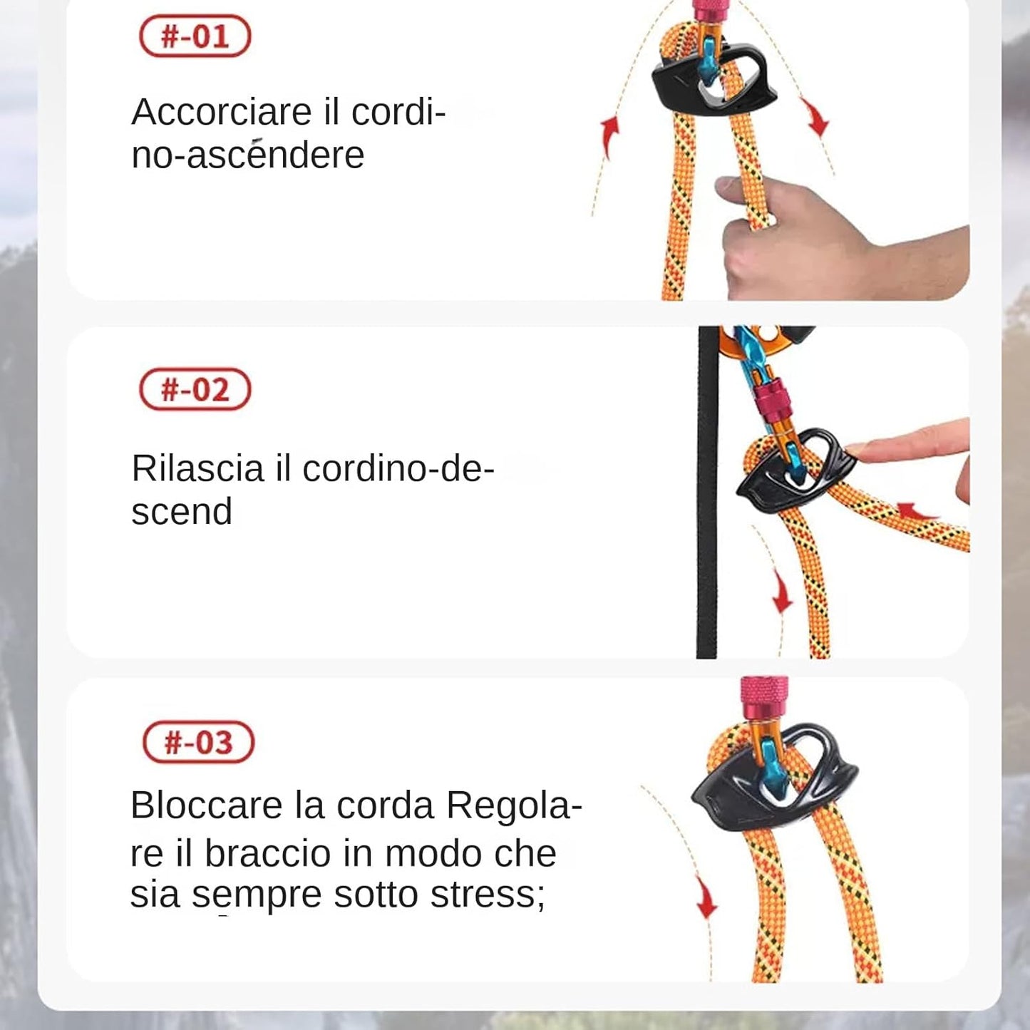 Ascenders for Climbing Rope, Self-Braking Descender, Quick-Release Stop Device, 2.76X1.57X0.78in, Non-Slip Grip Design, Lightweight Safety Tool, Rappelling Gear, Mountaineering