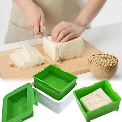 DGQ Tofu Press, Tofu Press Maker Tofu Presser Drainer Gadget Built in Tofu Strainer and Drip Tray Easy Remove Water from Tofu and Other Food for More Delicious (Gray)
