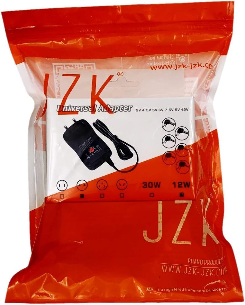 JZK Universal Charger 12W 3V / 4.5V / 5V / 6V / 7.5V / 9V / 12V Power Supply Adapter for Home Electronics Speakers Radio Smartphones Security Cameras