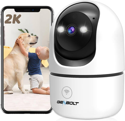 GENBOLT 2K Pet Camera, WiFi Security Camera Indoor,Home Surveillance IP Camera CCTV with Humanoid Detection, Auto Cruise Dog Cam with Audio Alarm