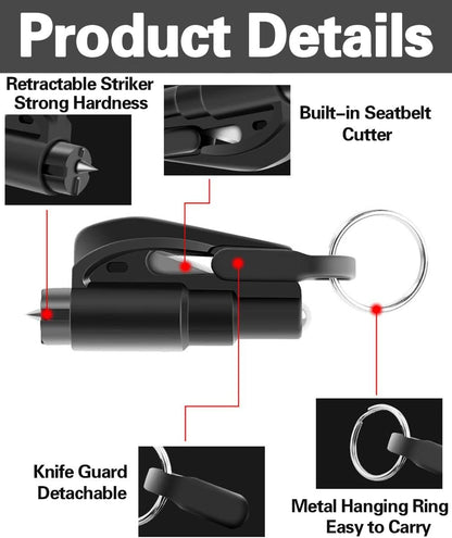 6 Pcs Car Window Breaker Keychain Seatbelt Cutter Glass Breaker Car Emergency Escape Tool Seat Belt Cutter Window Breaker Car Safety Mini Hammer