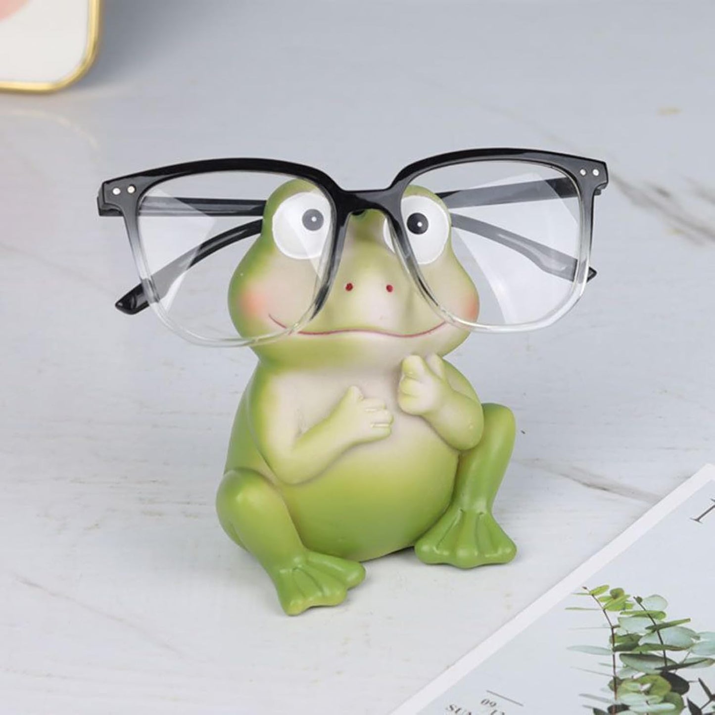 Generic Glasses Stand Frog Statue - Eye Glass Holder, Animal Figure Memory, Decorative Glasses Organiser, Desktop Ornament, Bedside Table Display for Bedroom, Home Accessories, Easy to Use