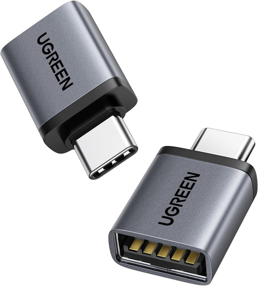 UGREEN USB C to USB Adapter 2 Pack, USB 3.2 Gen 2 10Gbps USB C Male to USB Female Adapter Thunderbolt 4 3 to USB Adapter OTG Compatible with iPhone 15, Galaxy S24, MacBook Pro Air, iPad Pro, Black