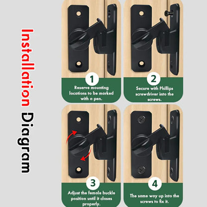 Barn Door Lock, 90 Degree Stainless Steel Sliding Safety Latch, Heavy-Duty Household Security Locking Tool for Shutters, Sheds, Cabinet, and Interior Room Doors
