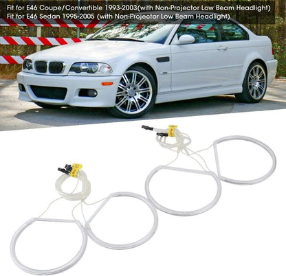 XTevu E46 Car LED Angel Eye Halo Ring Lights,High Brightness White CCFL Rings for Improved Visibility and Style,Car Lighting Upgrade,Automotive Halo Rings,CCFL Angel Eye Rings