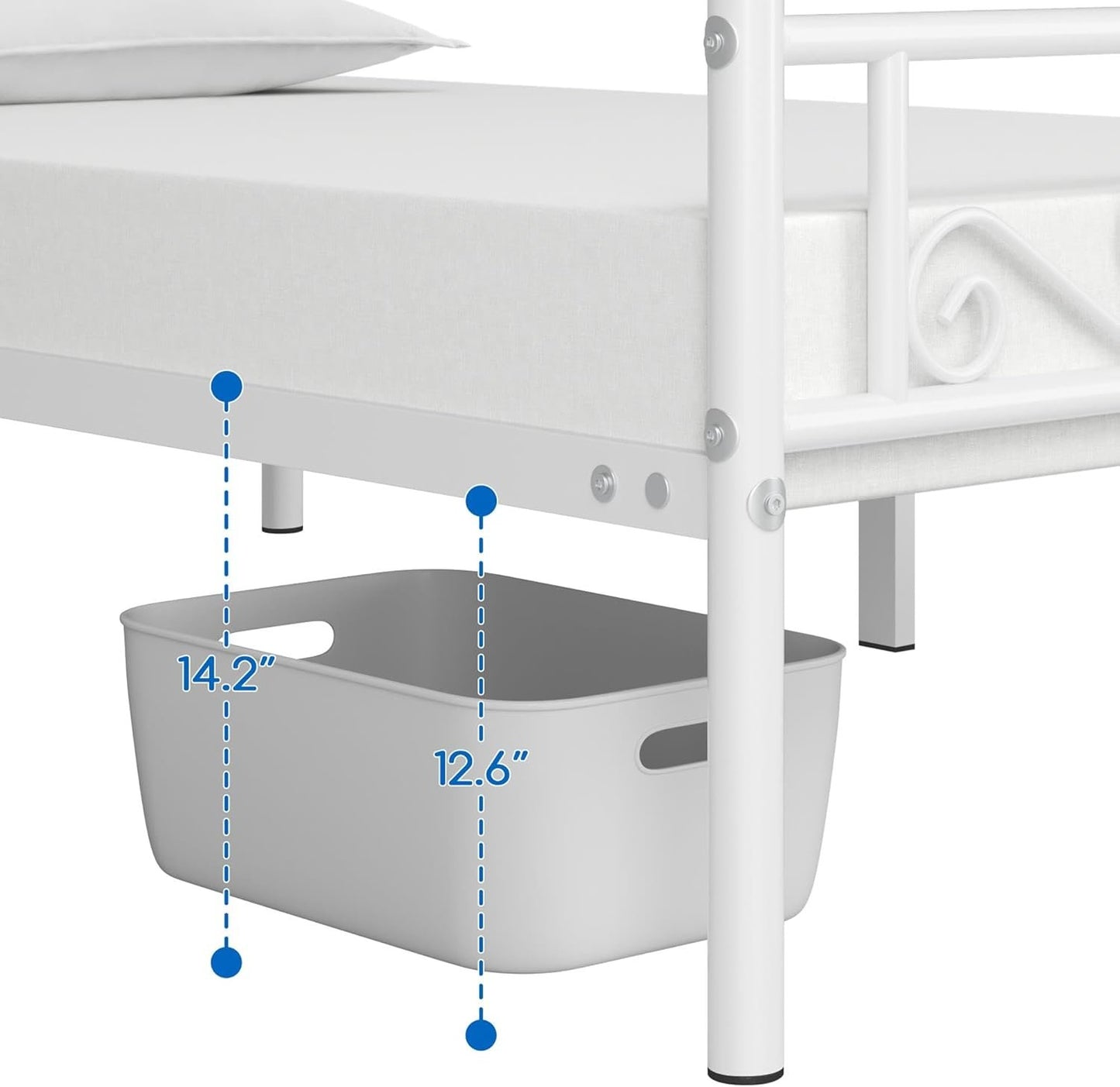 Yaheetech Classic Metal Platform Bed Frame with Headboard and Footboard Flower Design Mattress Foundation for Adults Easy Set Up Structure Twin Size White