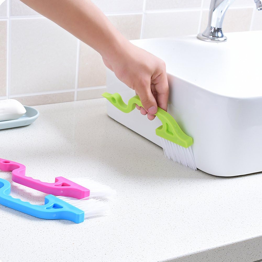 Trycooling Hand-held Groove Gap Cleaning Tools Door Window Track Kitchen Cleaning Brushes (Random Color-Blue Yellow Pink)