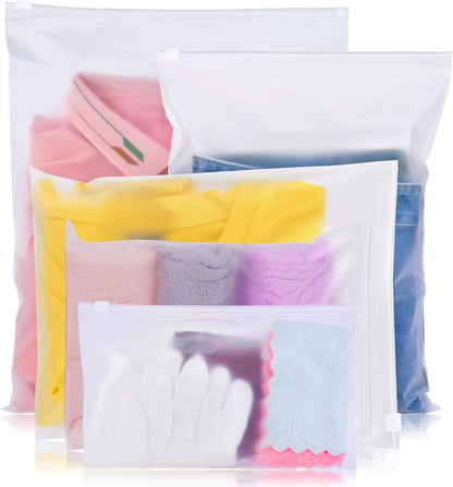 OSDUE Waterproof Travel Bags, 15 Pieces Clear Resealable Zip Bag, Multi-Function Bag Organizer, Garment Bags for Clothes, Underwear, Cosmetics 5 Sizes, Transparent-15pcs, 15pcs