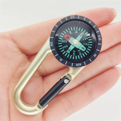 Carabiner Compass Outdoor Adventure Tools, Small Pocket-Sized Waterproof Gear, Mini Clip for Camping, Survival Tool, Emergency Kit, Hiking, Backpacking