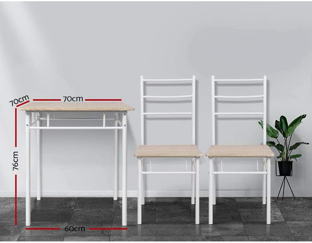 Artiss Dining Table and Chair Set of 3 Oak Tables Chairs Setting Desk Nursing Seats Reading Seating Home Living Room Bedroom Kitchen Cafe Furniture Particle Board Tabletop + 2pcs 43cm Height Seat