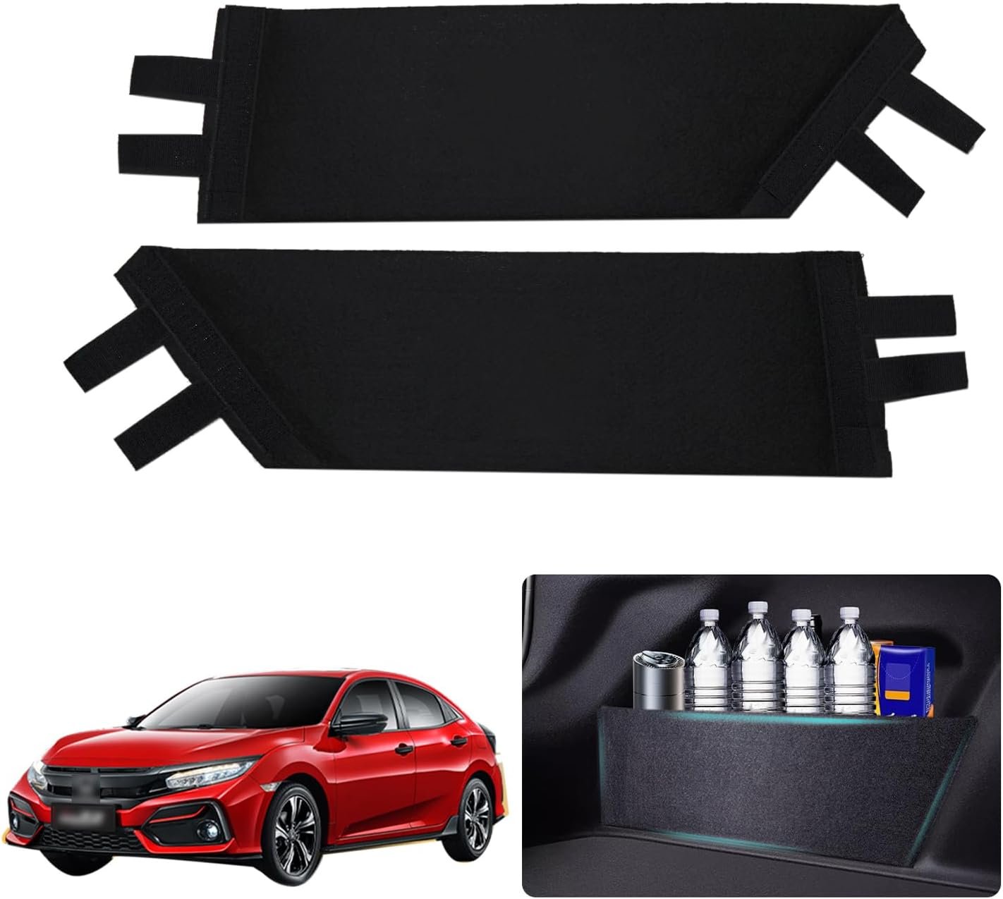 Frencstr Rear Trunk Organizer Side Divider Sticker fit for 2016-2021 Honda Civic 10th Gen Hatchback Trunk Side Storage Baffle Partition Board for Honda Civic Accessories 2PCS