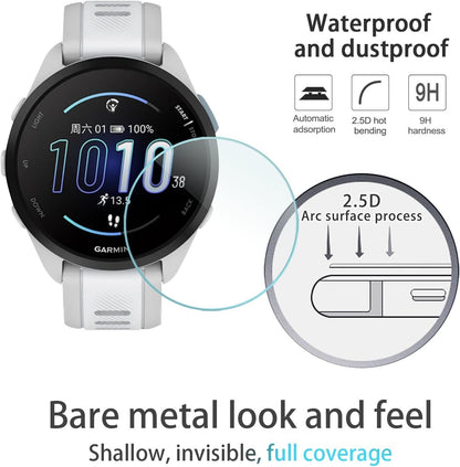 Suoman for Garmin Forerunner 165/165 Music Screen Protector, 9H Tempered Glass Film(3pack)+Charger Port Protector(2pack) for Forerunner 165/165 Music