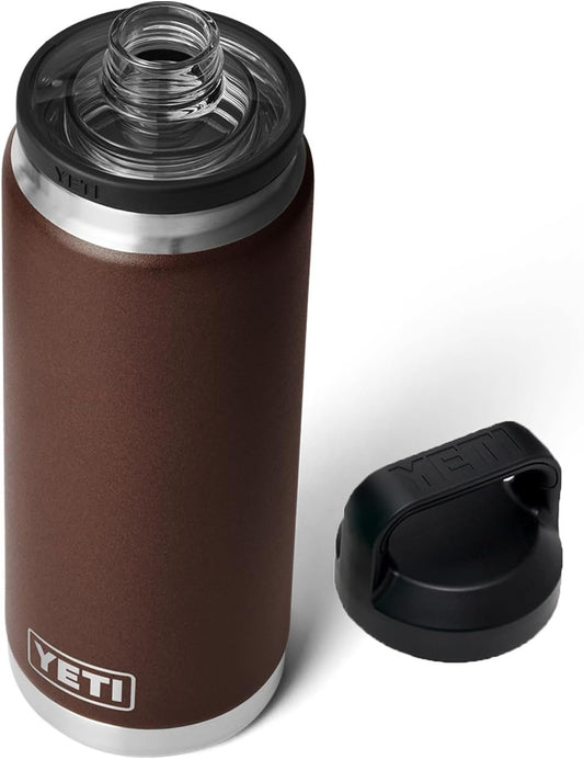 YETI Rambler 26 oz Bottle, Leakproof, Vacuum Insulated, Stainless Steel with Chug Cap, Wetlands Brown