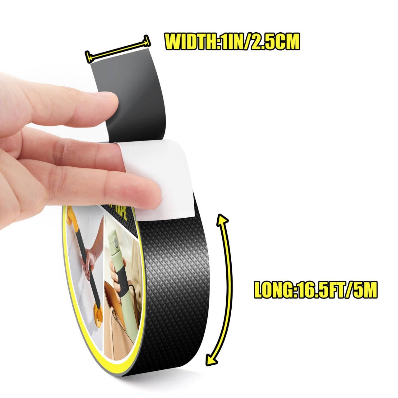 Rubber Grip Tape, Ultra Strong Waterproof Anti Slip Tape with Textured Adhesive for DIY Tools & Gadgets, Customizable for Enhanced Comfort & Safety (1In x 16.5Ft, Black)
