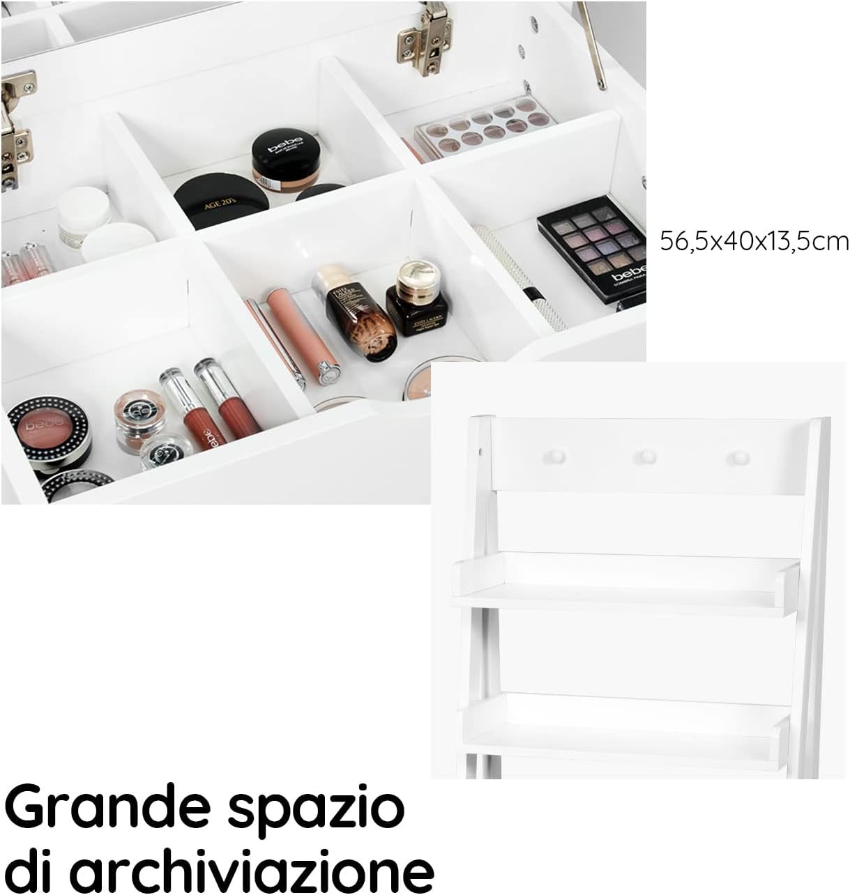 DREAMADE Dressing Table for Bedroom, Makeup Cabinet, Dressing Table with Mirror, 60 x 40 x 180 cm, White