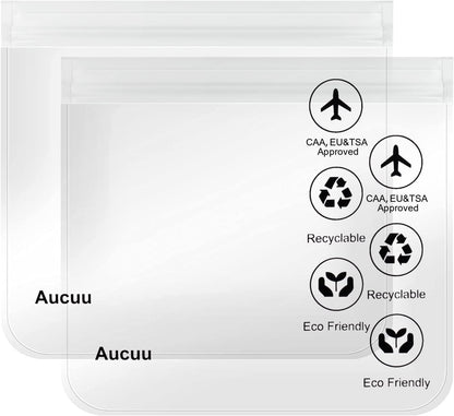 Aucuu Travel Liquid Pouches, 20 x 20 cm Airplane Liquid Bags, Transparent Travel Bags, Airplane Transparent Waterproof Sachets, Portable Makeup for Travel Holiday, #6 White-2 Pieces