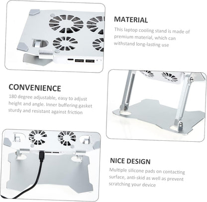 Hoement Adjustable Laptop Stand with Silent Cooling Fan Ergonomic Laptop Holder for Desk Slip Design Tablet More Rotation for Optimal Comfort